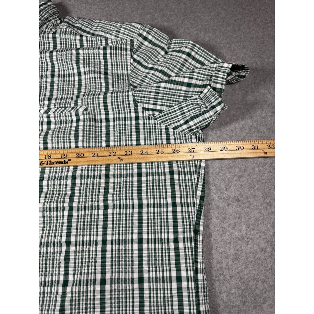 Lot of 2 Eddie Bauer Button Down Shirts Men 2XL Green Plaid Gray Good Short Slv - Picture 6 of 16